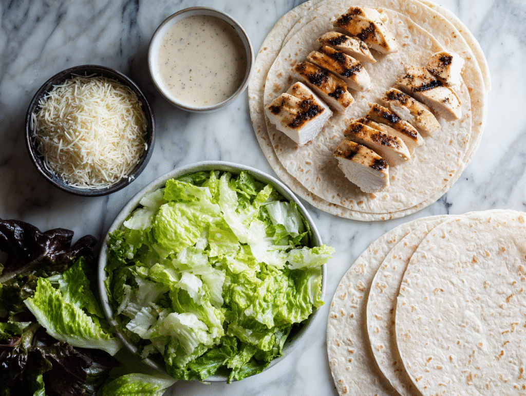 Ingredients for Chicken Caesar Wrap
