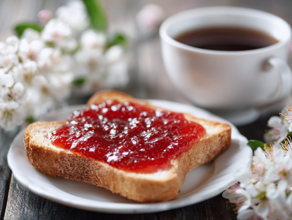 Toast with sugar free strawberry jam