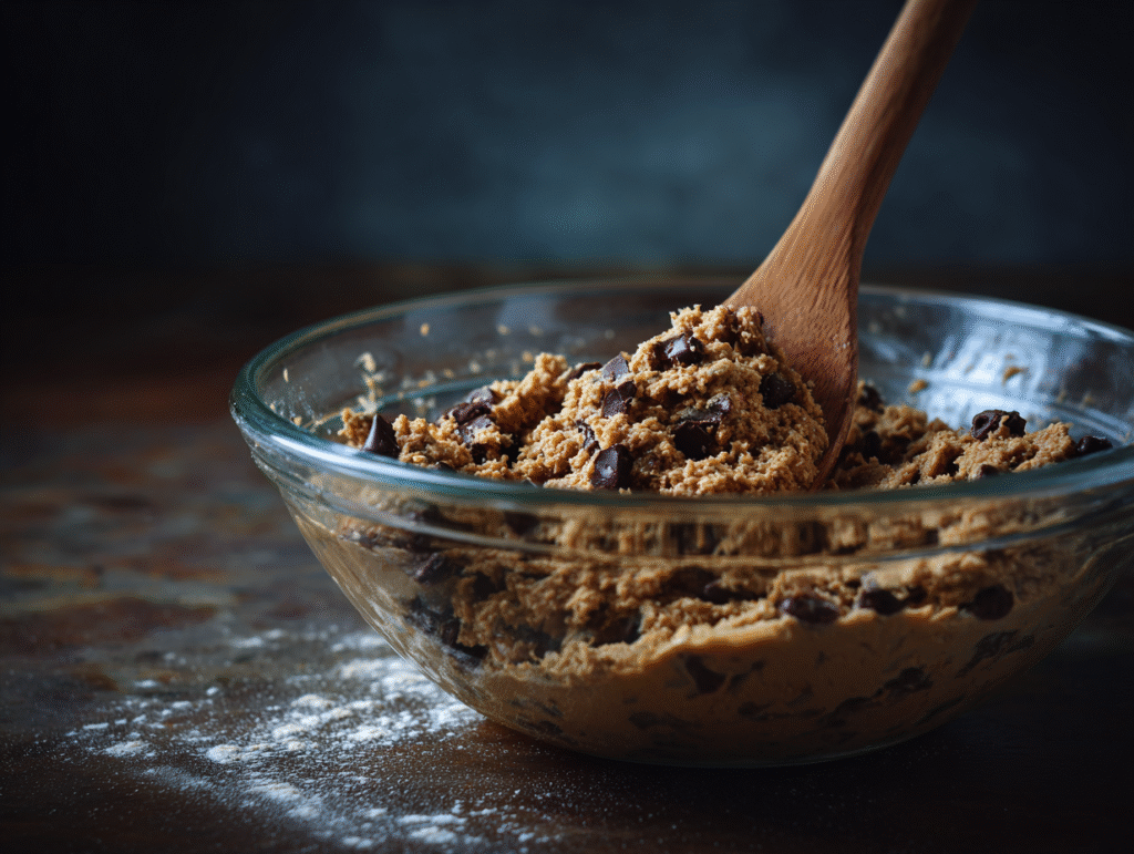 Mixing dough for zucchini oatmeal cookies