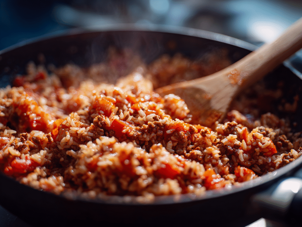 Cooked beef and rice filling for Costco stuffed pepper copycat
