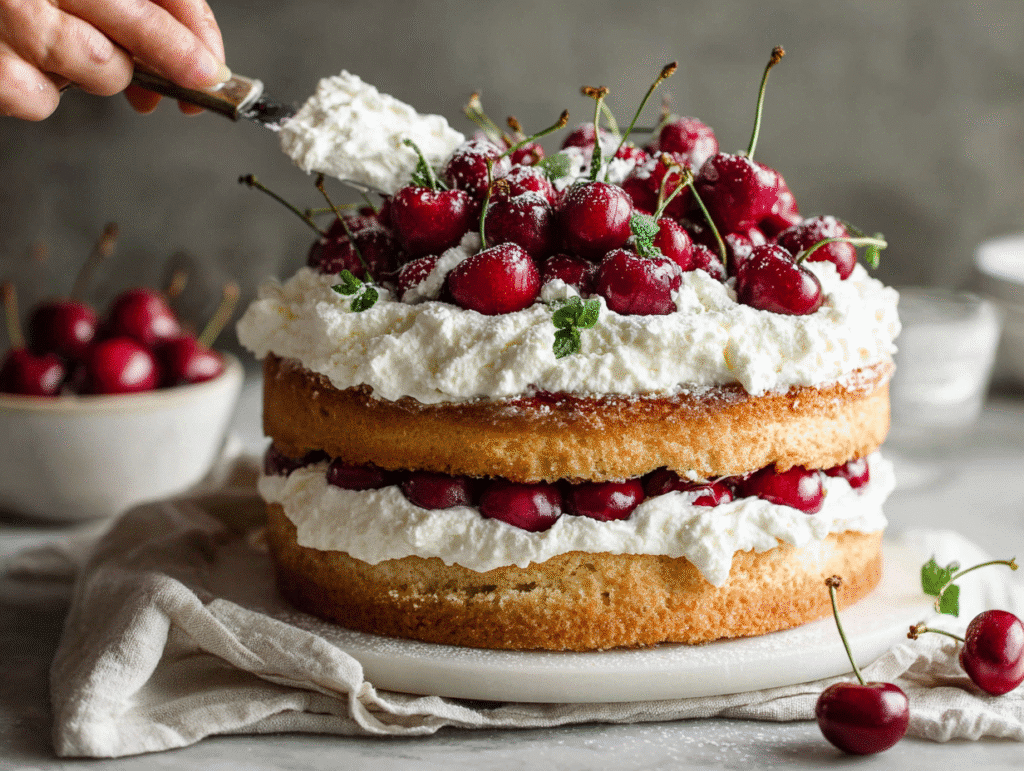 Cake with Cherries and Cream: A Dreamy, Fluffy Classic That Tastes Like Summer 8 Cherry cream cake slice served on plate