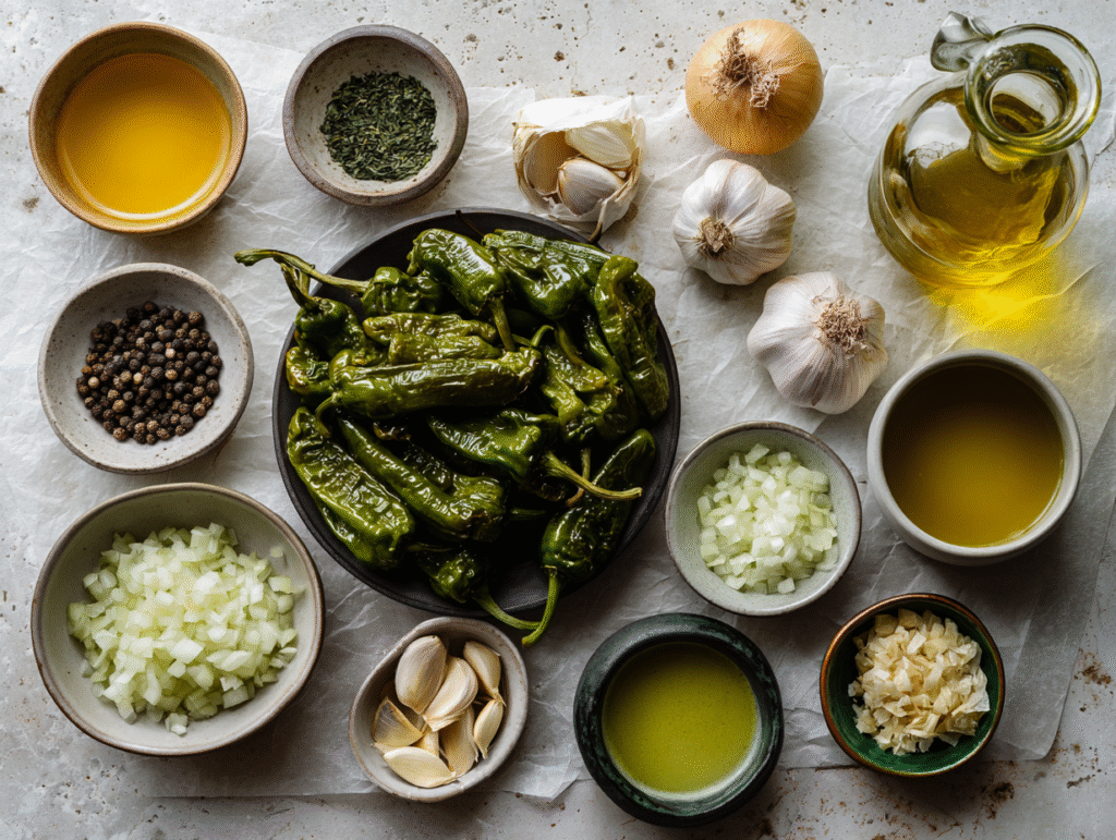 Hatch green chili sauce ingredients laid out