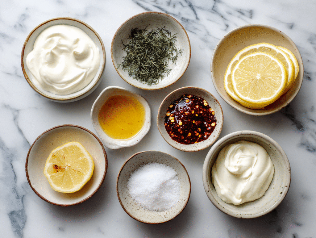 Tram Sauce ingredients arranged on counter