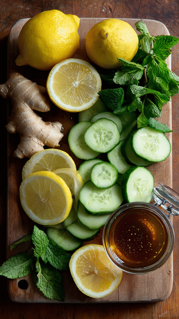 ice water hack recipe ingredients flat lay