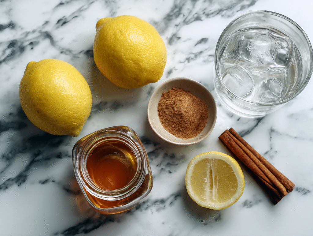 Ingredients for ice water hack drink