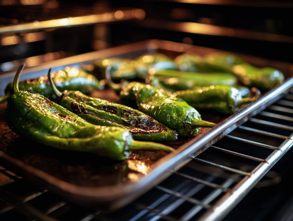 Roasting Hatch green chiles under broiler