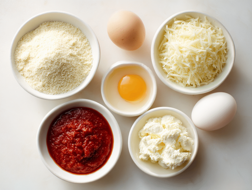 low carb pizza crust ingredients in bowls