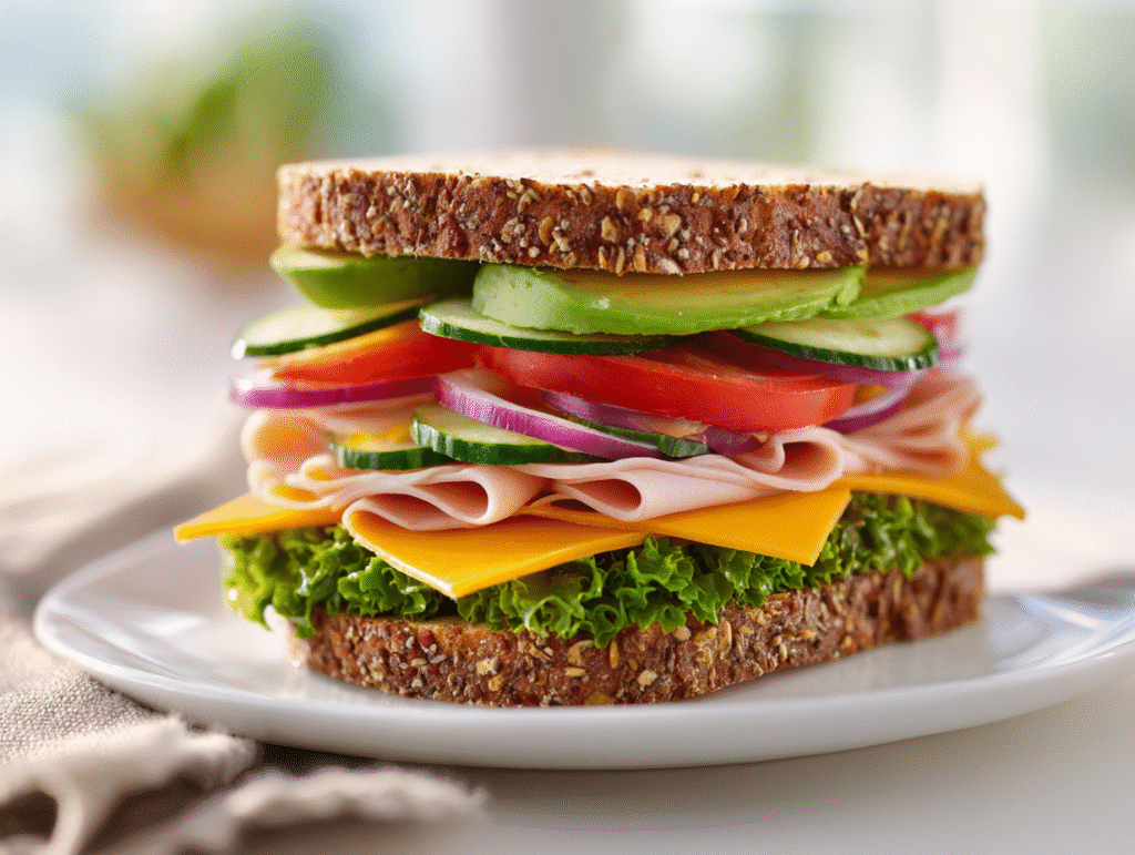 Finished knob sandwich sliced and ready to serve