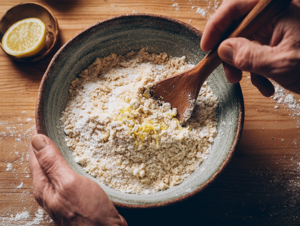 Mixing lemon cookie dough base