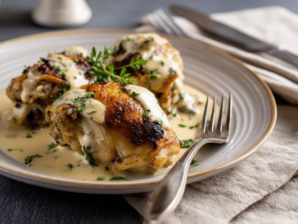 Carnivore keto chicken served with cream sauce