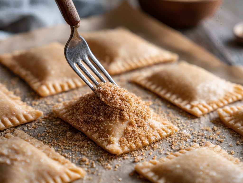 Filling and sealing brown sugar Pop Tart cookies