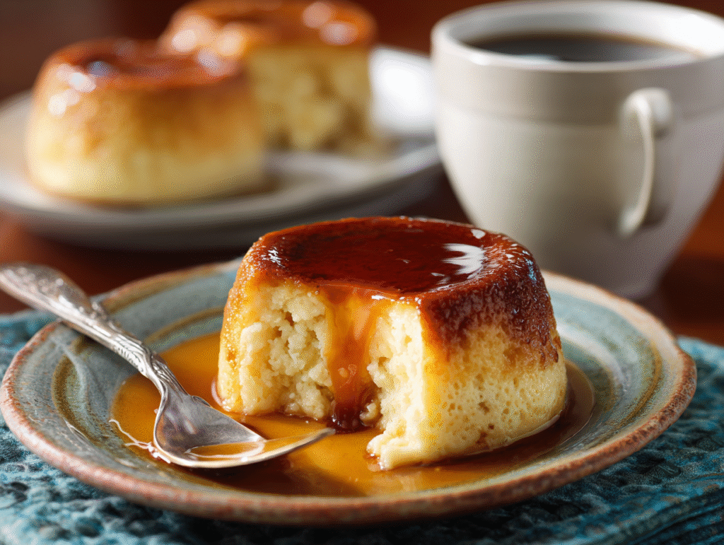 Velvety Caramel Flan Muffins – A Dreamy Twist on a Classic Dessert 10 Served velvety caramel flan muffin sliced in half