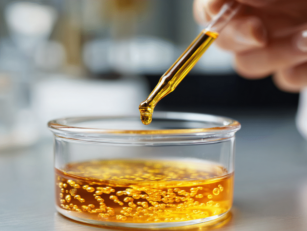 Dropping zero carb caviar into oil