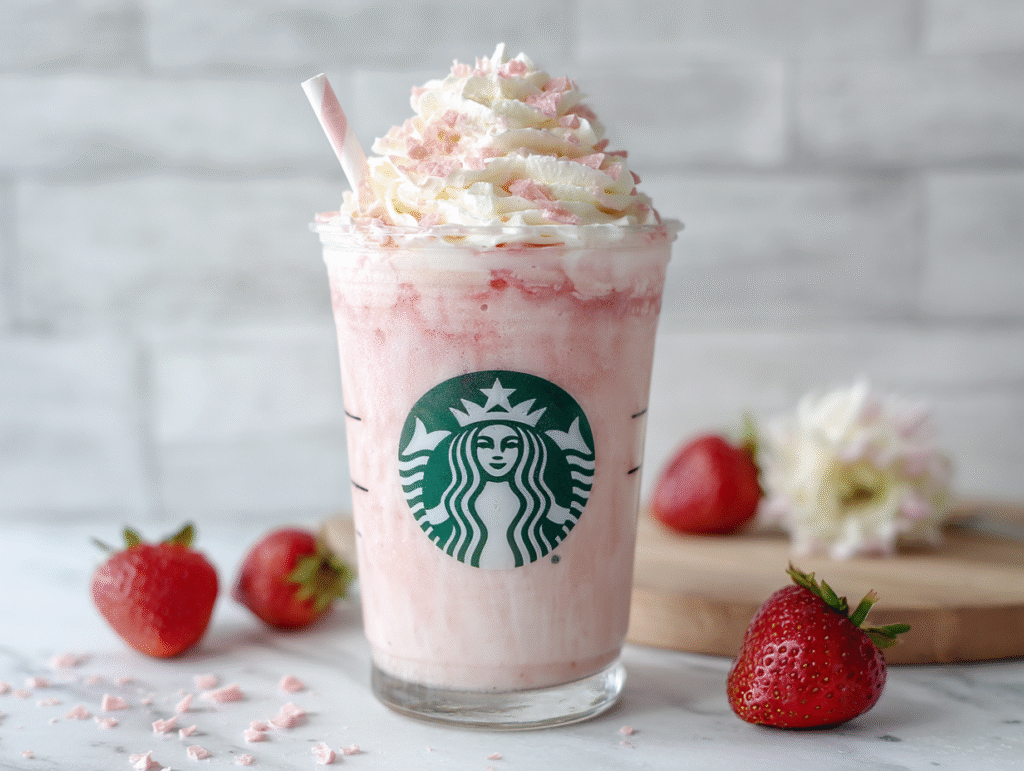 Starbucks-style strawberry cream frappuccino