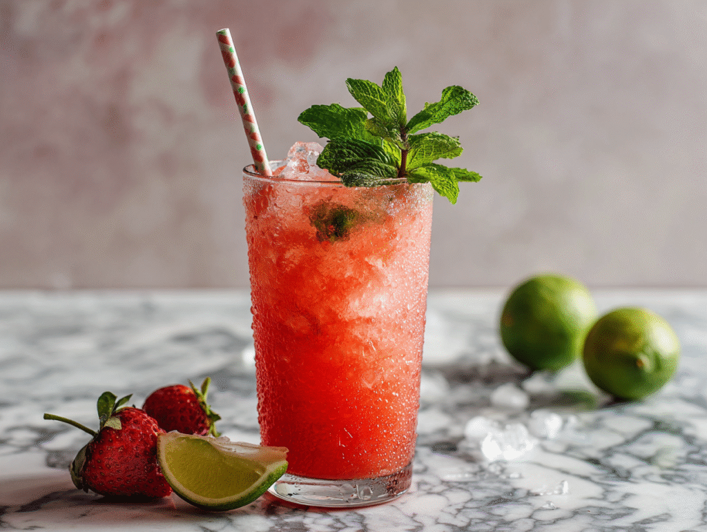 Sugar-Free Strawberry Limeade served on ice