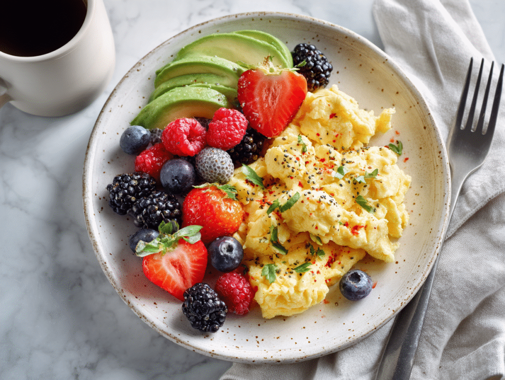 Keto sugar free breakfast plate