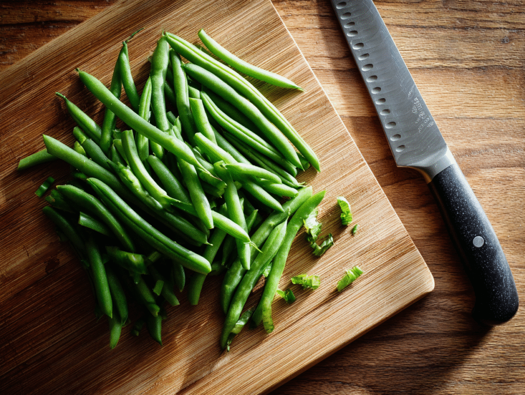 prepped green beans for freezing