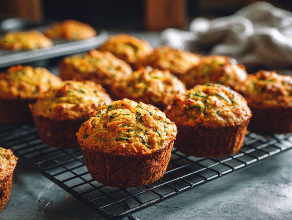 Zucchini carrot muffins served for kids