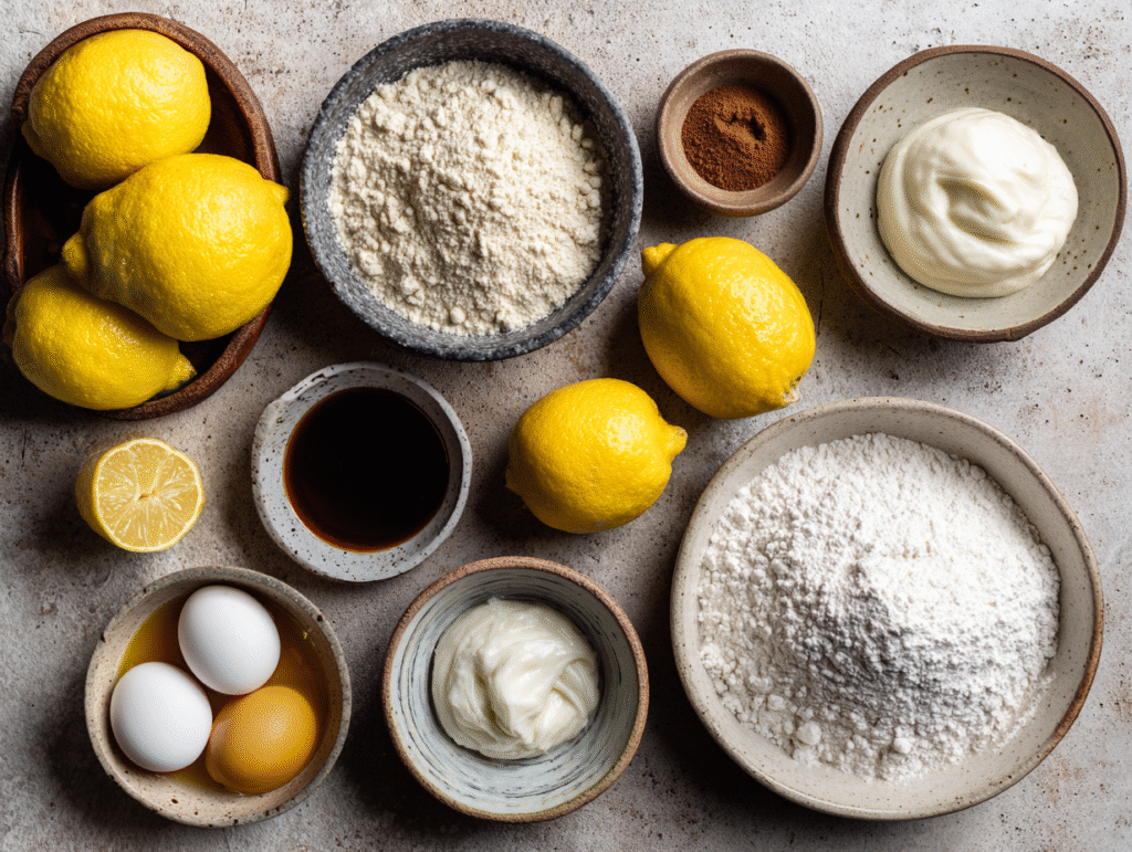 Ingredients for Sugar-Free Lemon Loaf Cake