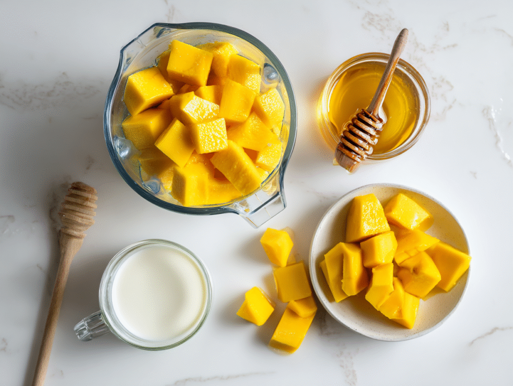 Ingredients for Korean mango milk drink