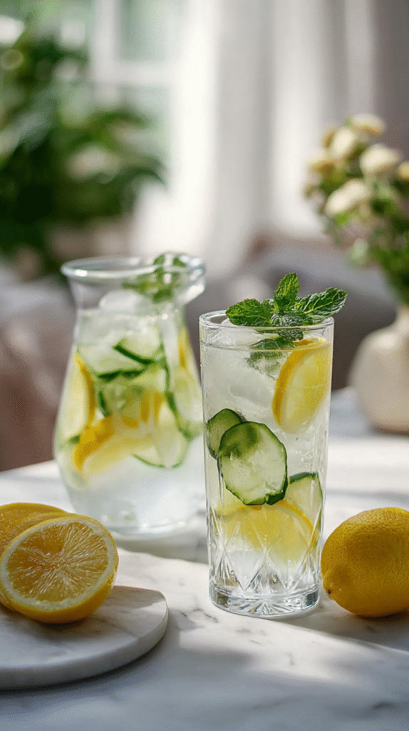 serving ice water hack recipe in glasses