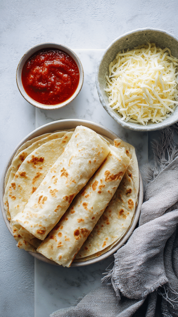 Ingredients for 3-Ingredient Low-Cal Pizza Rolls