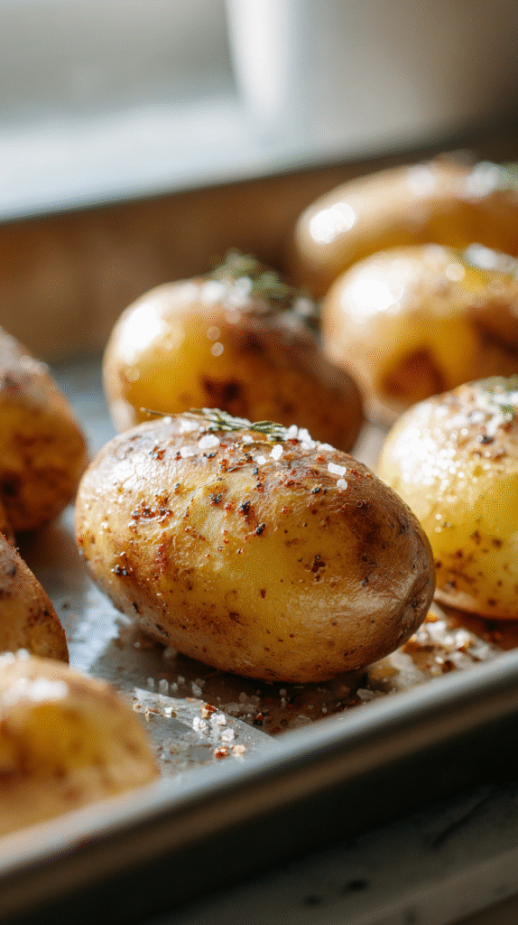 Russet potatoes prepared for baking for taco potatoes