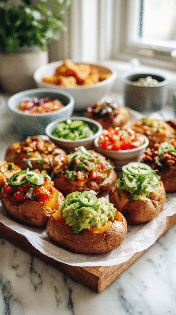 Healthy taco potatoes with lighter toppings