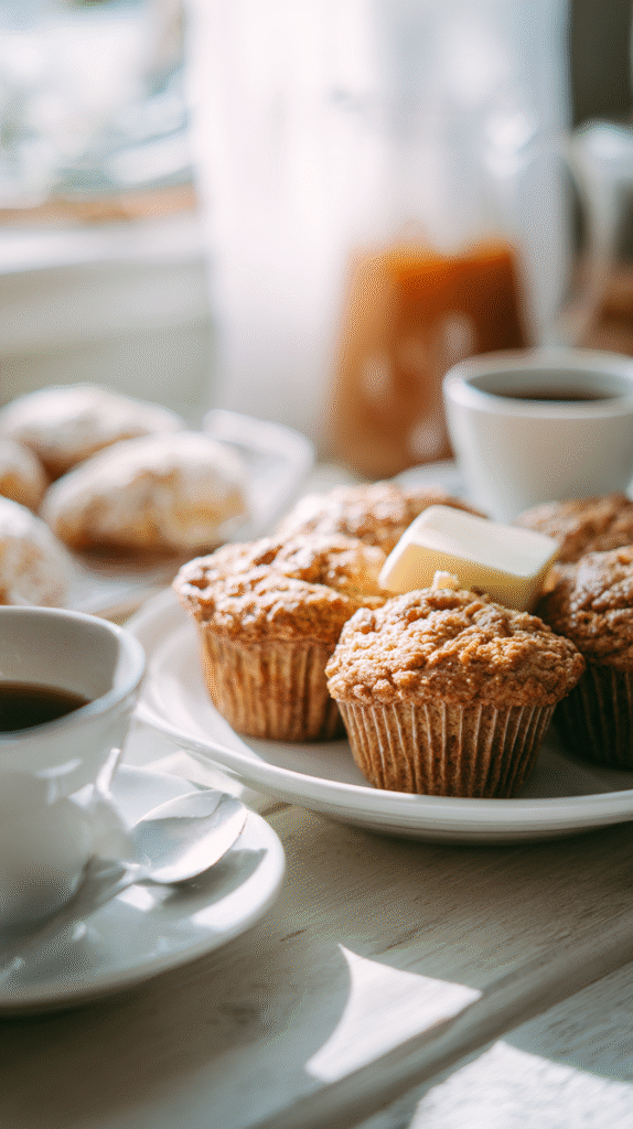 serving keto muffins with coffee