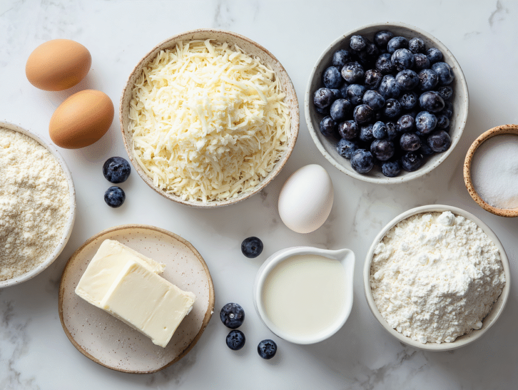 Ingredients for keto blueberry cream cheese Danish