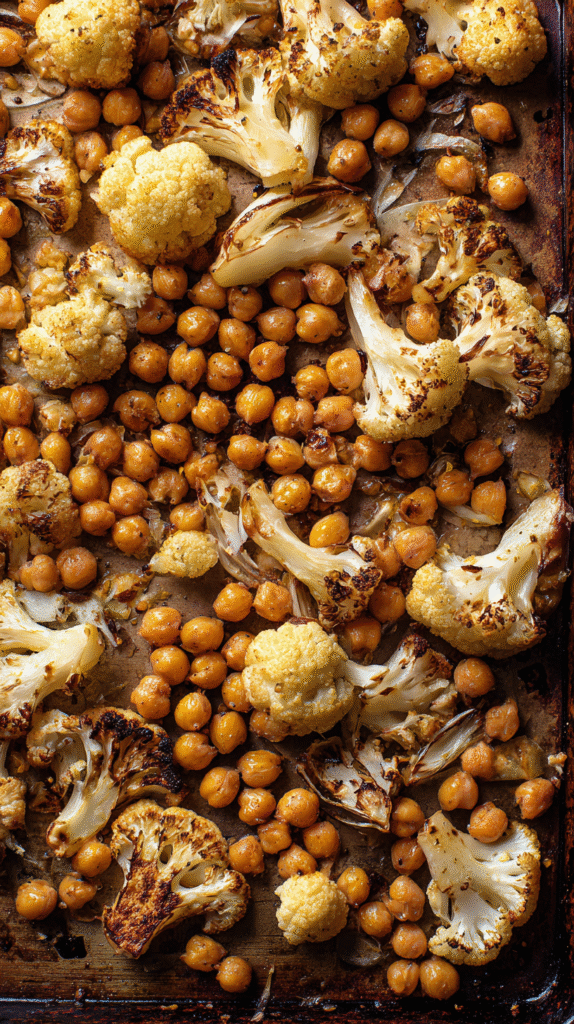 roasted chickpeas and cauliflower for chili lime wrap