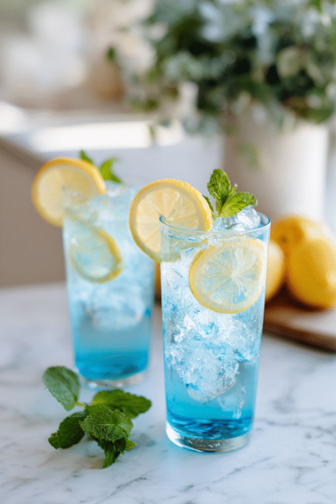 Blue Tonic for Weight Loss served in tall glass with ice