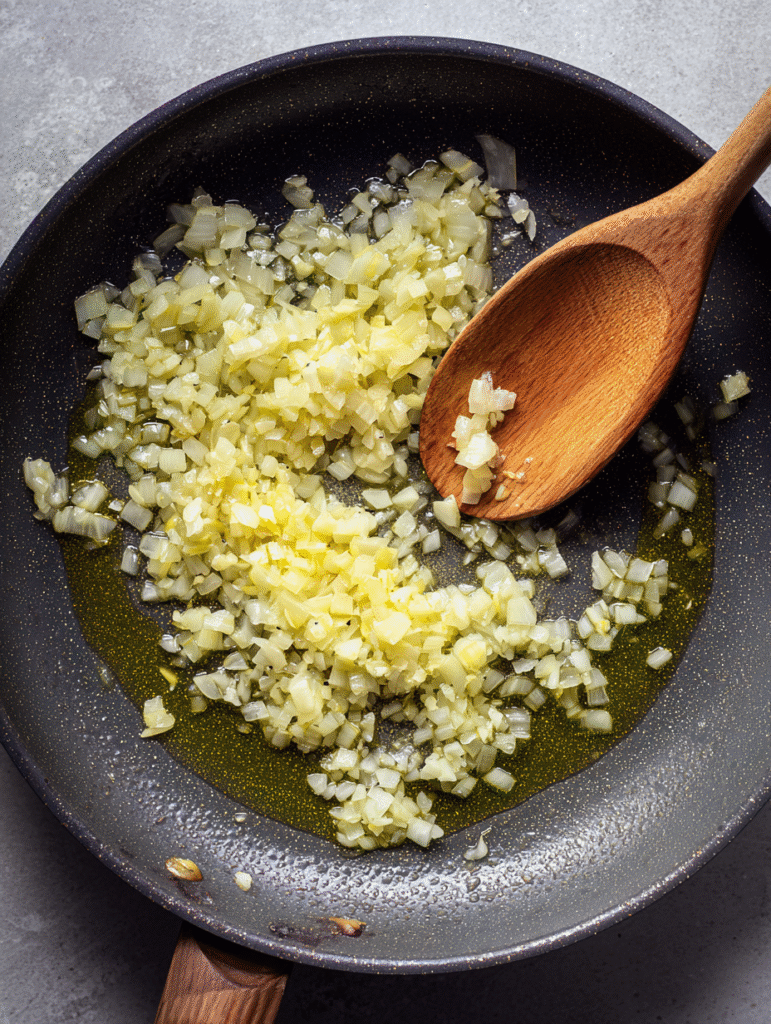 keto soup recipe onions and garlic sautéing in olive oil