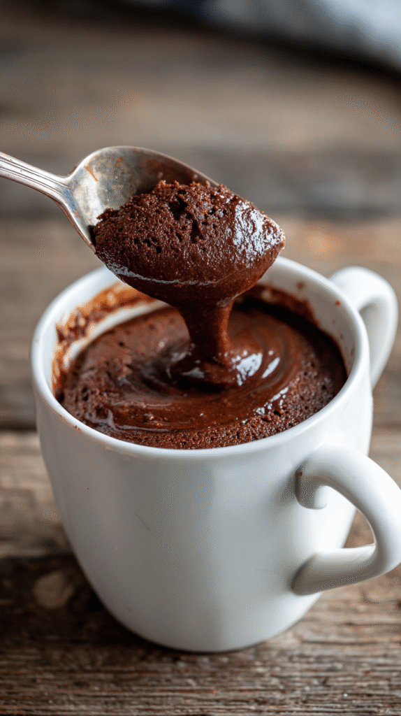 Mixing keto mug cake batter in a mug