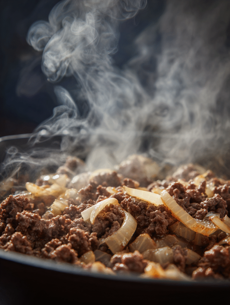 browning beef for keto taco soup