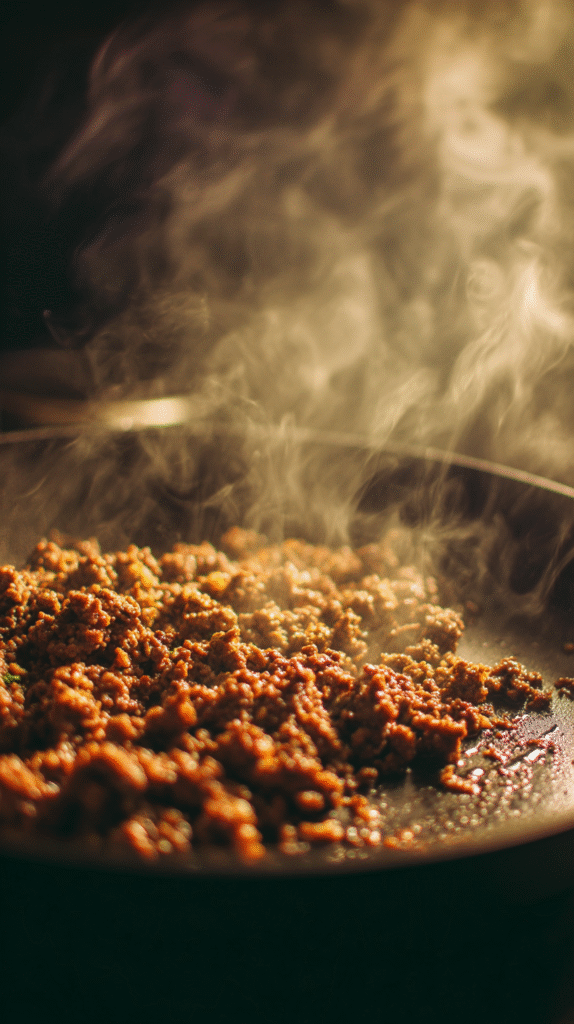 browning ground beef keto recipe step