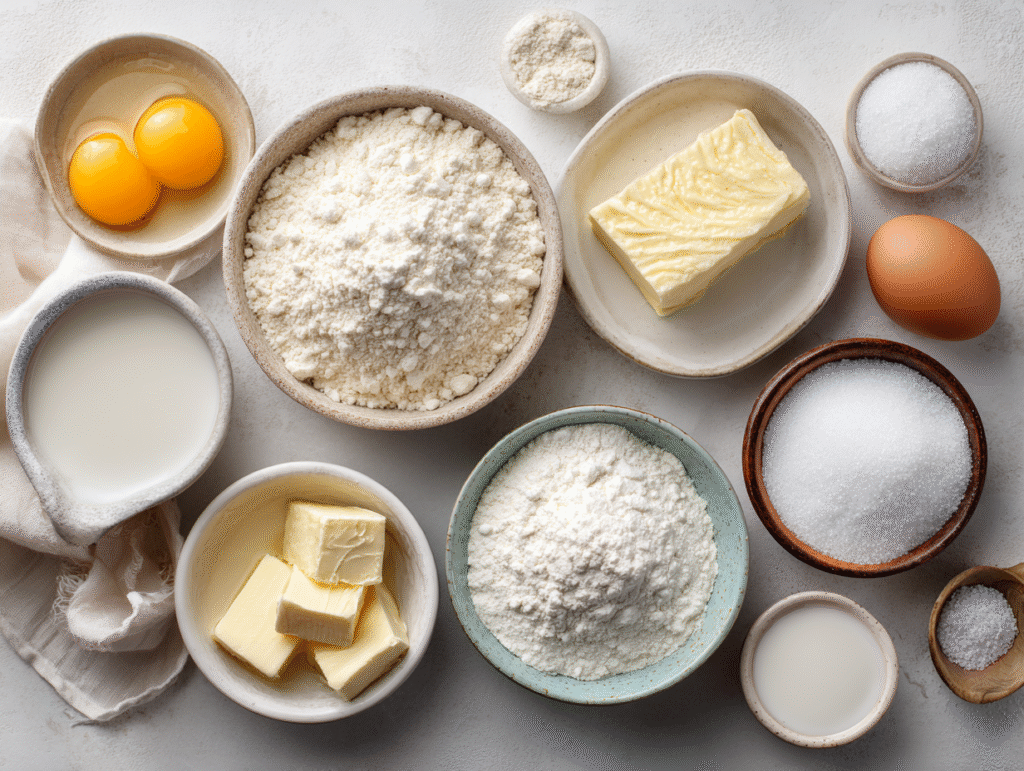 Keto cupcake ingredients on white background