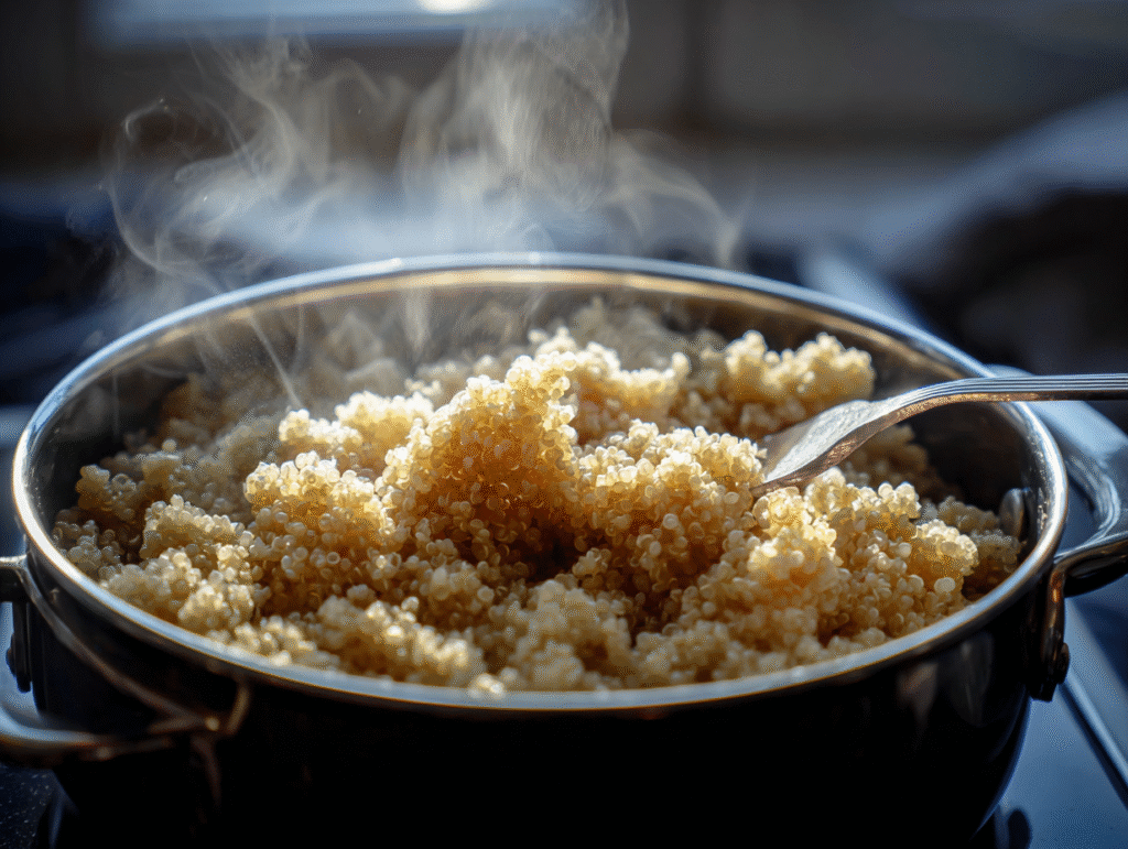 Fluffing quinoa after cooking