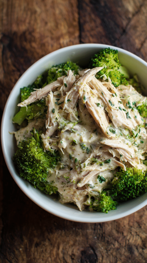 mixing chicken broccoli low carb casserole