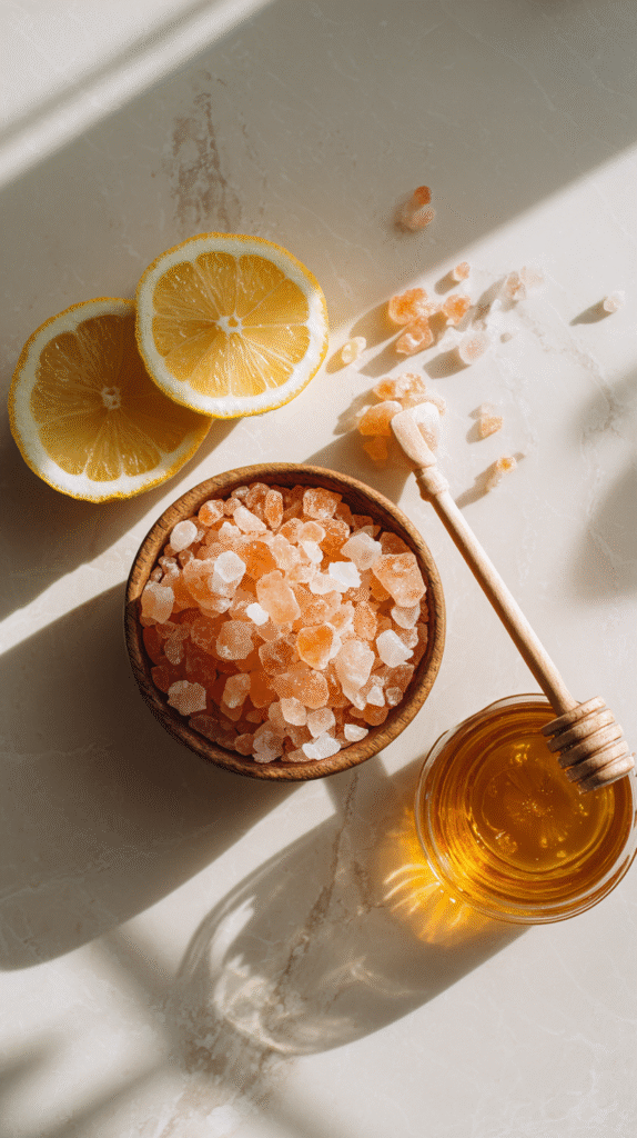ingredients for pink Himalayan salt trick drink