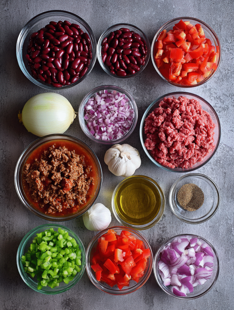Ground beef stovetop chili ingredients