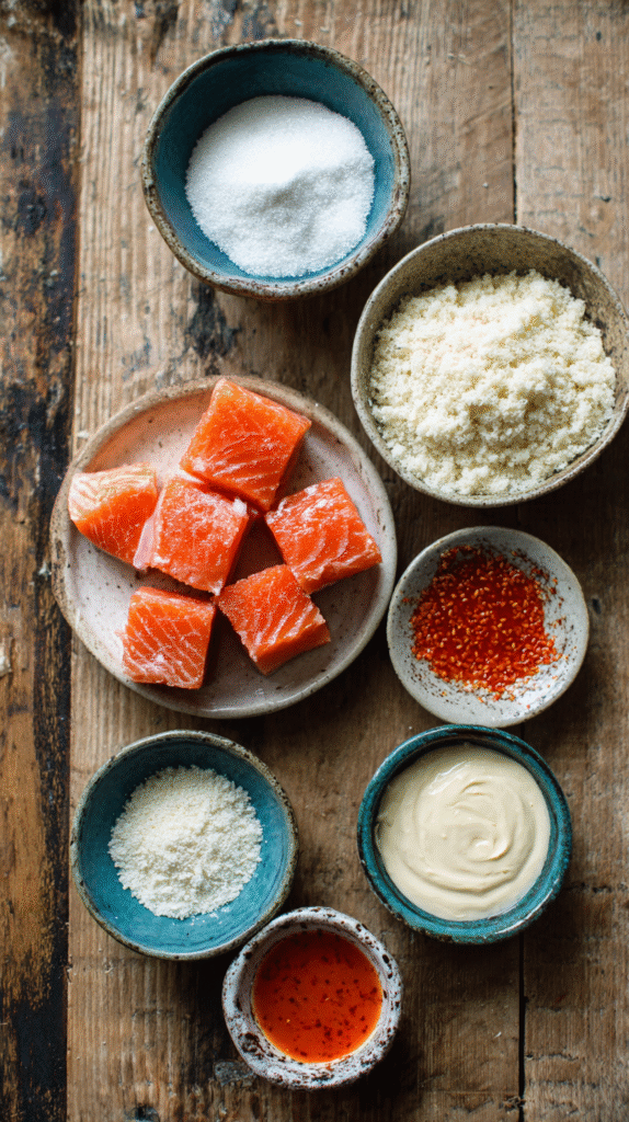 Ingredients for Crispy Bang Bang Salmon Bites