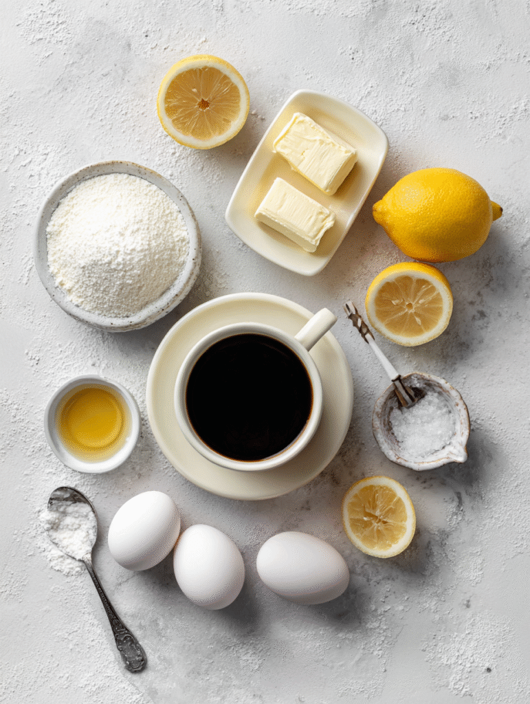 Flat lay of keto cheesecake in a mug ingredients