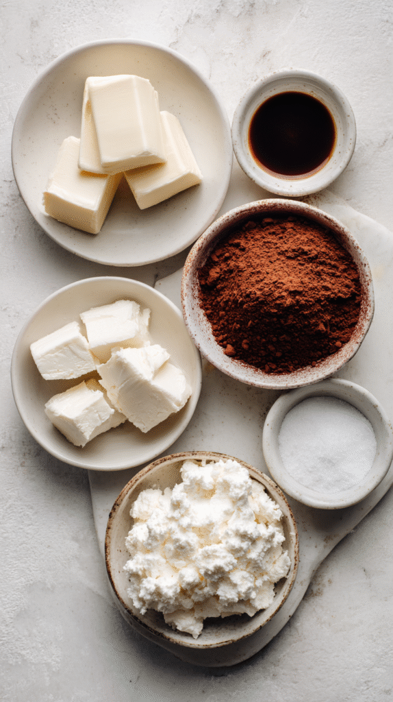 Keto chocolate mousse ingredients on countertop
