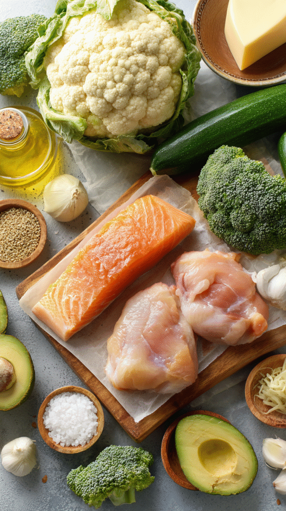 Fresh ingredients for keto dinners
