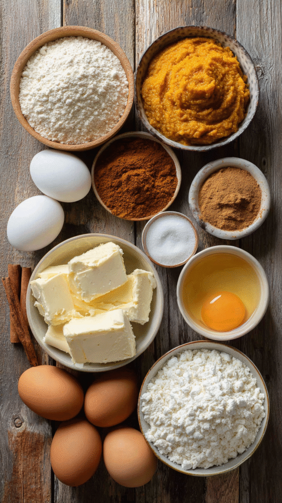 keto pumpkin muffin ingredients flat lay
