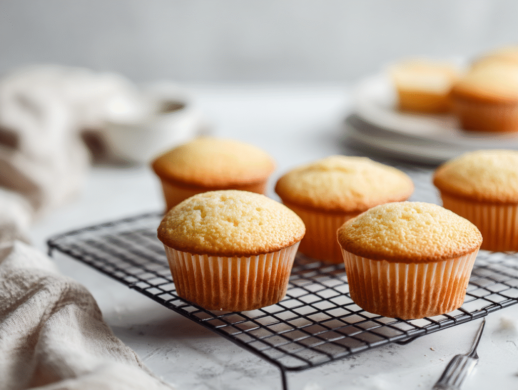 Keto cupcakes cooling on a wire rack