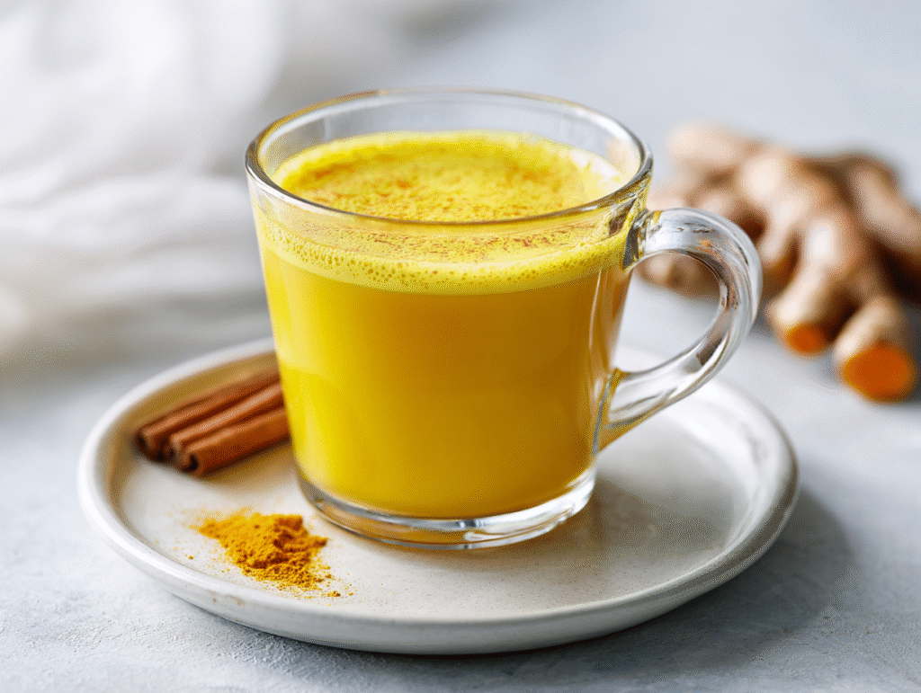 turmeric hack simmering in white pan with lemon rind