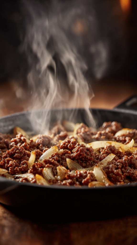 browning meat for keto pizza casserole