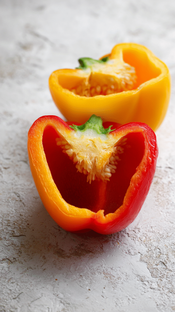 preparing peppers for keto stuffed peppers
